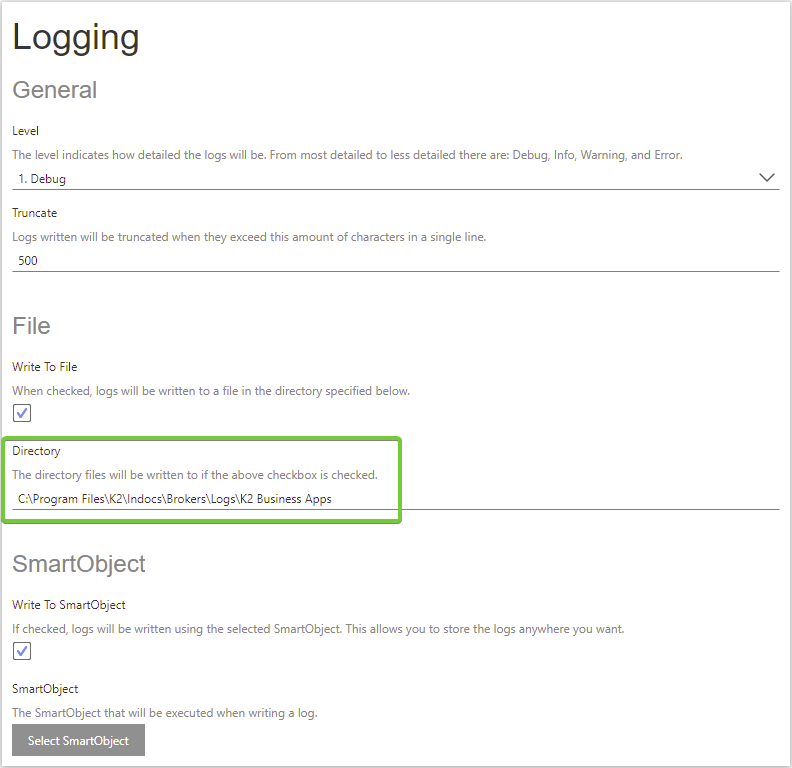 screenshot of workspace server settings menu
