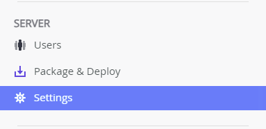 screenshot of workspace server settings menu